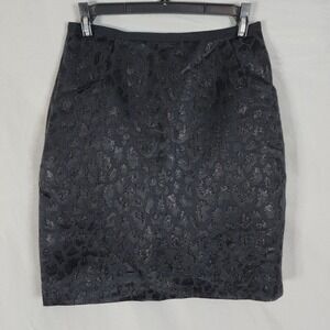 New w/ tags! H&M Size 6 Black Textured Leopard Print Mini‎ Pencil Pocket Skirt